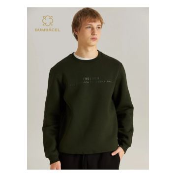 Hanorac din bumbac - cu imprimeu - fara gluga - pentru barbati