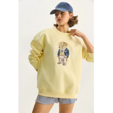 Hanorac pentru dama -  croiala lejera - galben - textil