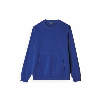Hanorac Sport Casual Barbati -  Bleumarin - Fara Gluga - Buzunar Marsupiu - Regular Fit