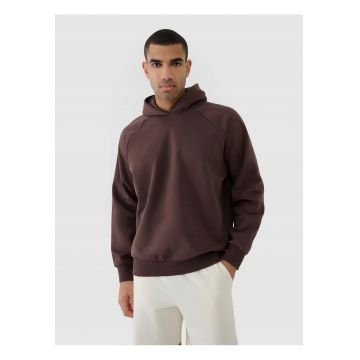 Hanorac unisex  oversize - interior periat - maro - bumbac