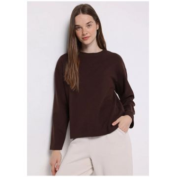 Pulover de dama  maroon regular fit bumbac - L
