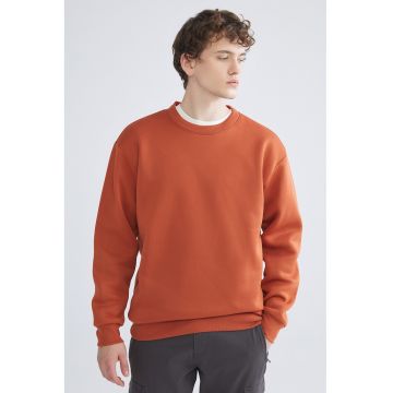 Bluza de trening cu decolteu la baza gatului - Caramiziu