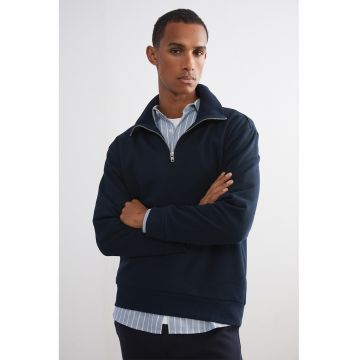 Bluza de trening cu fenta cu fermoar - Bleumarin