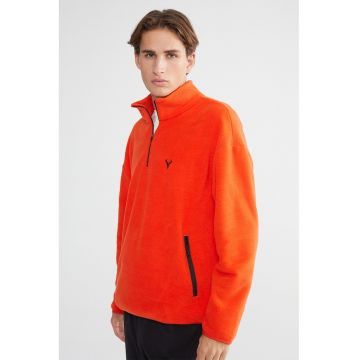 Bluza de trening cu fenta cu fermoar scurt - Portocaliu