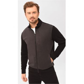 Bluza de trening cu fermoar  B-Nars pentru barbati - din bumbac - negru