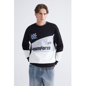 Bluza de trening cu imprimeu grafic - Negru/Gri/Alb murdar