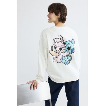 Bluza de trening cu imprimeu Stitch - Alb/Albastru/Roz
