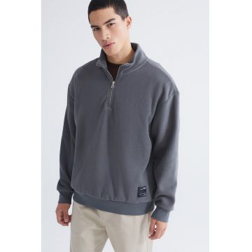 Bluza de trening cu maneci cazute si model uni - Gri antracit