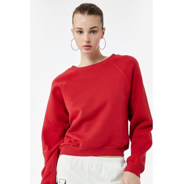 Bluza de trening cu maneci raglan - Rosu vermillion
