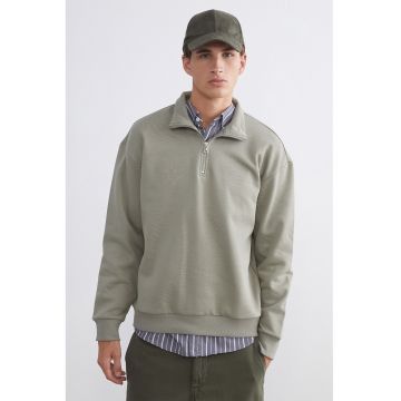 Bluza de trening cu text brodat pe spate - Gri deschis