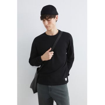 Bluza de trening de bumbac cu decolteu la baza gatului - Negru