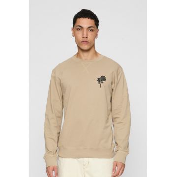 Bluza de trening din amestec de bumbac cu decolteu la baza gatului - Maro nisip