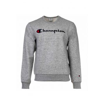 Bluza de trening din amestec de bumbac cu decolteu la baza gatului si logo brodat - Gri