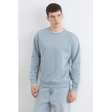 Bluza de trening din amestec de bumbac cu garnituri contrastante - Albastru pastel