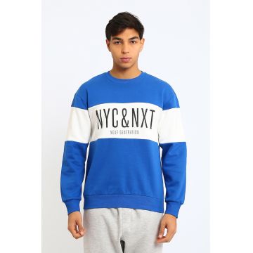 Bluza de trening din amestec de bumbac cu text - Alb/Albastru