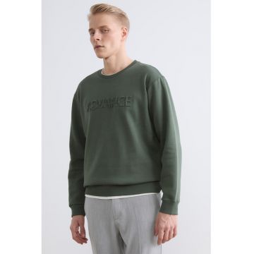 Bluza de trening din amestec de bumbac cu text in relief - Verde sparanghel