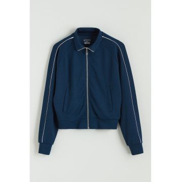 Bluza de trening din amestec de modal cu fermoar - Bleumarin