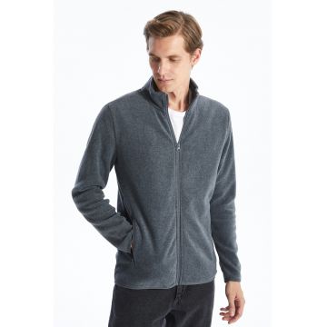 Bluza de trening din material fleece cu buzunare cu fermoar - Gri carbune