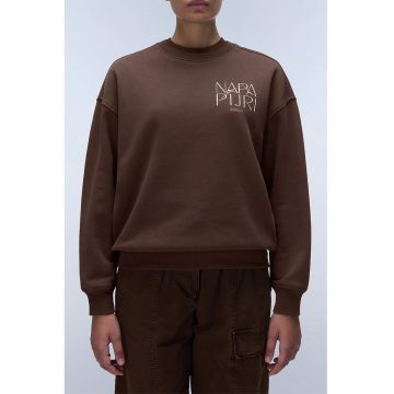 Bluza de trening lejera cu imprimeu pe piept - Maro