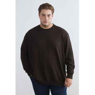 Bluza lejera de trening cu decolteu la baza gatului - Maro inchis