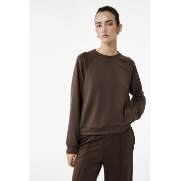 Bluza uni de trening din amestec de modal cu mansete si terminatie elastice - Maro