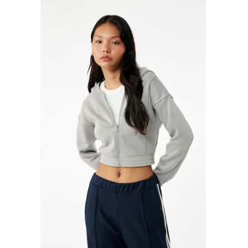 Hanorac crop din amestec de bumbac - Gri