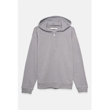 Hanorac cu fenta cu fermoar - Gri deschis