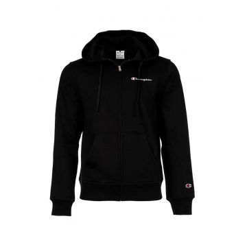 Hanorac cu fermoar si detaliu logo - Negru