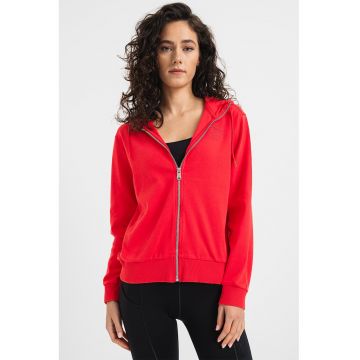 Hanorac cu fermoar si logo - Coral