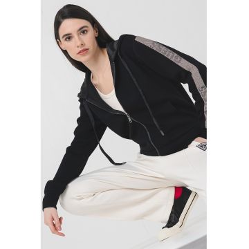 Hanorac cu fermoar si logo - Negru