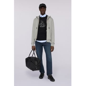 Hanorac cu fermoar si model uni - Gri deschis melange