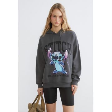 Hanorac cu imprimeu Stitch - Gri antracit