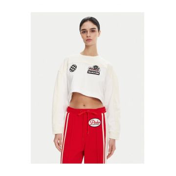 Hanorac dama  alb - ecru - croiala crop top