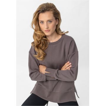 Hanorac dama  B-Ravi - lejer - oversize - decolte rotund - maro - Maro