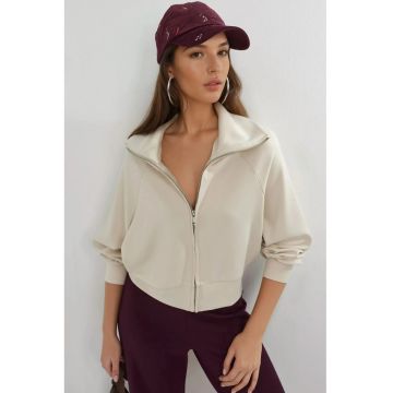 Hanorac dama -  ecru - fermoar - Textil