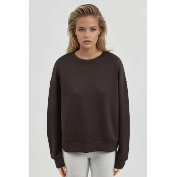 Hanorac dama  gat rotund - maro cafeniu - textil