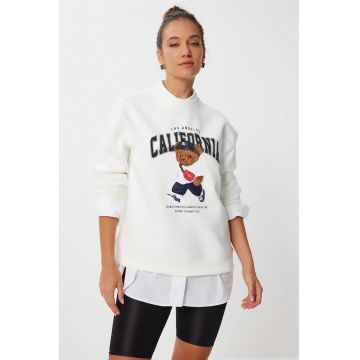 Hanorac dama - Happiness Istanbul - alb fildes - textil