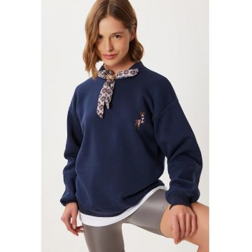 Hanorac dama - Happiness Istanbul - albastru marin - textil