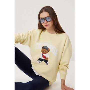 Hanorac dama - Happiness Istanbul - imprimeu - galben lamaie - textil