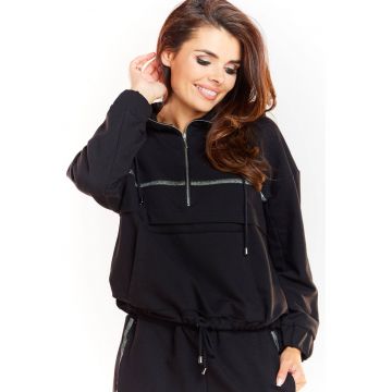 Hanorac dama M228 -  Bumbac/Elastan - Negru