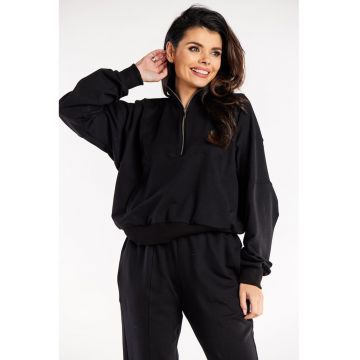 Hanorac dama M316 -  Bumbac/Elastan - Negru