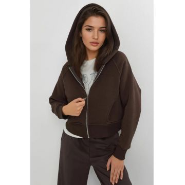 Hanorac dama -  Relaxed Fit - maro cafeniu - textil