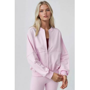 Hanorac dama -  Relaxed Fit - roz pudra - textil