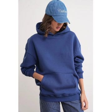 Hanorac dama -  supradimensionat - gluga - bleumarin - textil