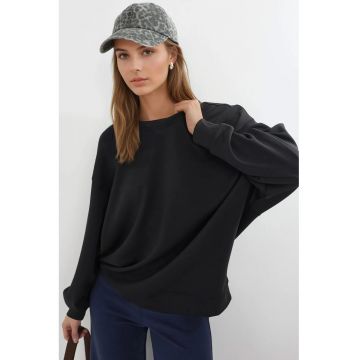 Hanorac dama -  tricotat - negru - textil