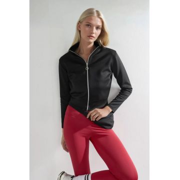 Hanorac dama -  tricotat slim fit - negru - textil