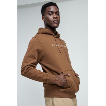 Hanorac din amestec de bumbac cu logo brodat - Maro camel