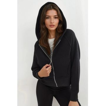 Hanorac Femei  croiala lejera - negru - textil