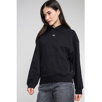 Hanorac lejer cu buzunar kangaroo - Negru