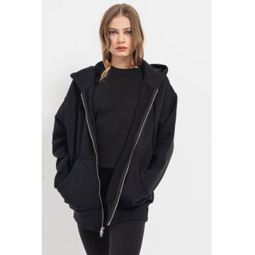 Hanorac lejer cu fermoar Phoenix - Negru